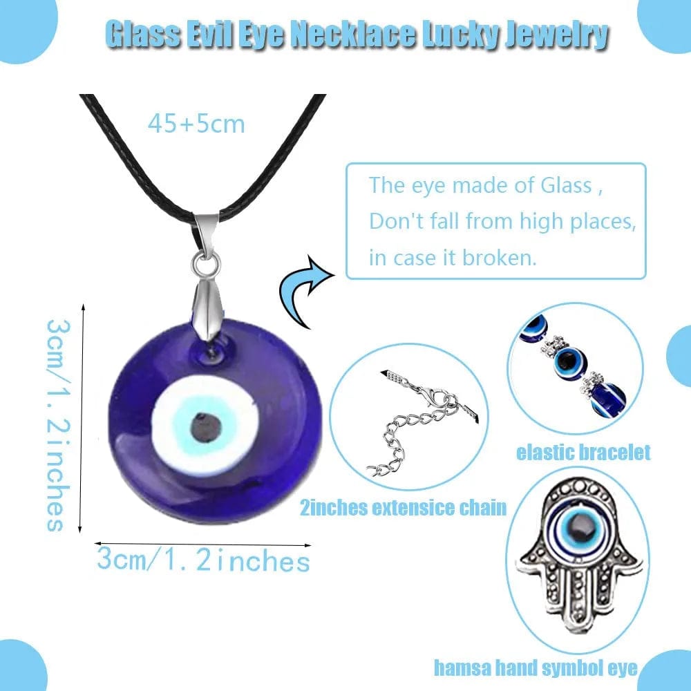 2/3/4 Pcs Blue Beads Evil Eyes Bracelet Hamsa Hand of Fatima Bracelet Glass Charm Evil Eye Leather Cord Necklace Protection Jewelry Set