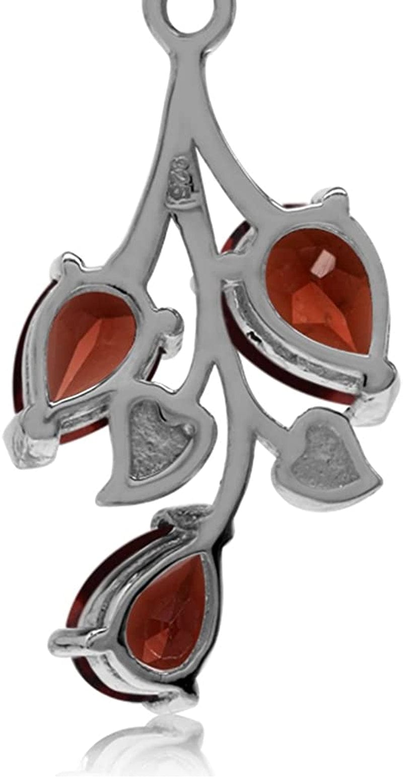 2.85Ct. Natural Garnet 925 Sterling Silver Leaf Pendant with 18 Inch Chain Necklace