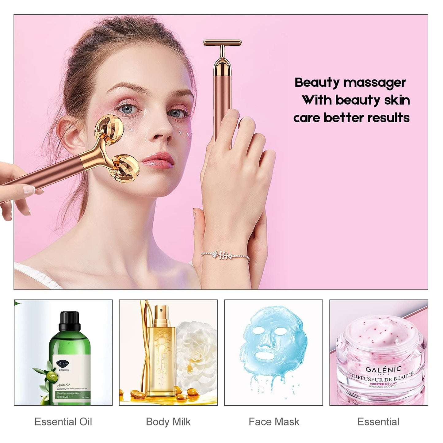2 in 1 Face Massager Roller Electric Face Roller, 3D Roller and T Shape Face Massager Kit Gift Set for Face Skin Care Tools Health & Beauty > Personal Care > Cosmetics > Cosmetic Tools > Skin Care Tools SSGP   