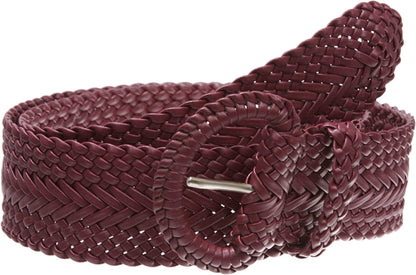 2 Inch Wide Hand Made Soft Metallic Woven Braided round Belt Apparel & Accessories > Clothing Accessories > Belts beltiscool Burgundy M/L (32"-34" WAIST) 