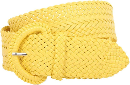 2 Inch Wide Hand Made Soft Metallic Woven Braided round Belt Apparel & Accessories > Clothing Accessories > Belts beltiscool Yellow L/XL (36"-38" WAIST) 