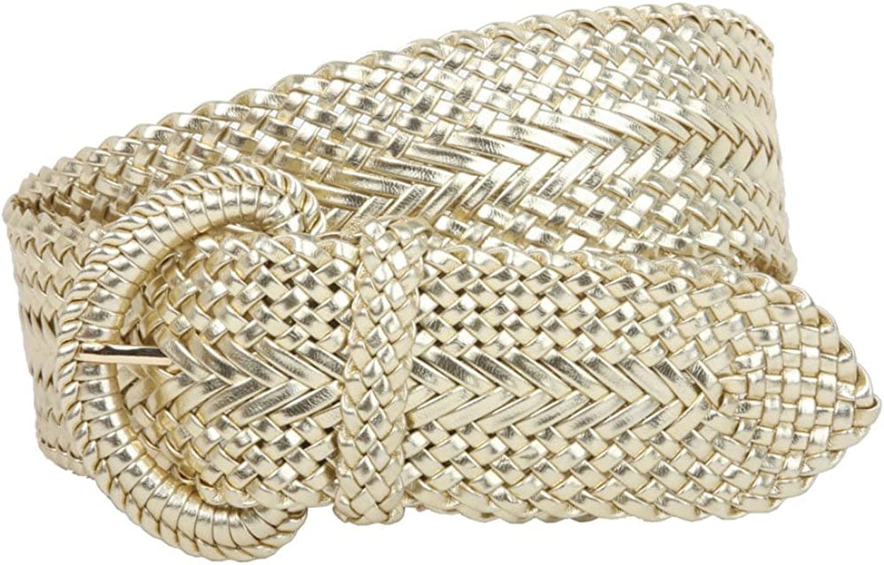 2 Inch Wide Hand Made Soft Metallic Woven Braided round Belt Apparel & Accessories > Clothing Accessories > Belts beltiscool Gold M/L (32"-34" WAIST) 
