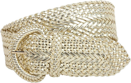 2 Inch Wide Hand Made Soft Metallic Woven Braided round Belt Apparel & Accessories > Clothing Accessories > Belts beltiscool Gold M/L (32"-34" WAIST) 