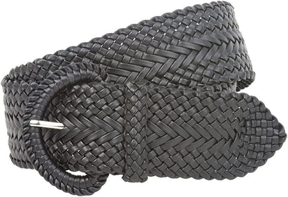 2 Inch Wide Hand Made Soft Metallic Woven Braided round Belt Apparel & Accessories > Clothing Accessories > Belts beltiscool Black M/L (32"-34" WAIST) 