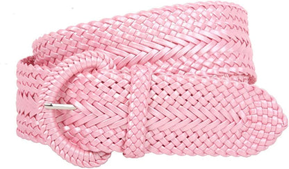 2 Inch Wide Hand Made Soft Metallic Woven Braided round Belt Apparel & Accessories > Clothing Accessories > Belts beltiscool Pink L/XL (36"-38" WAIST) 