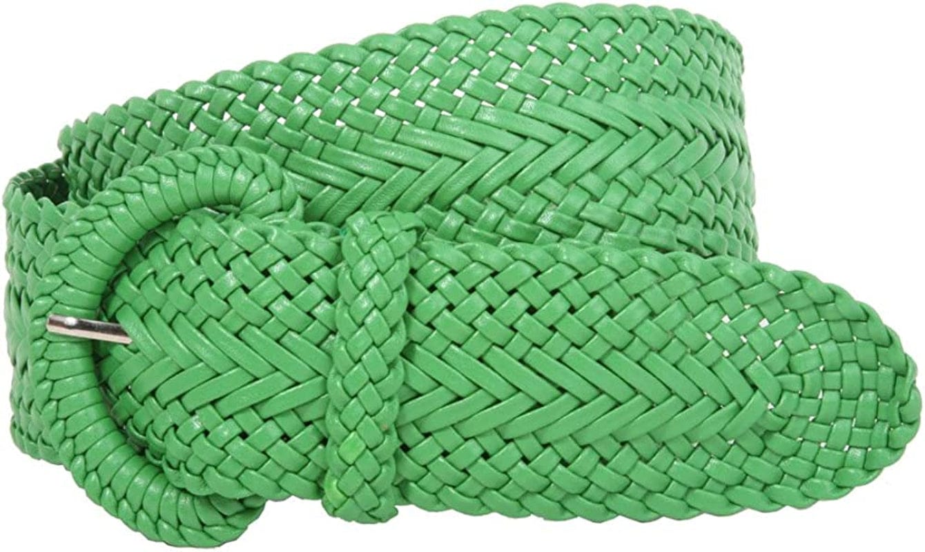 2 Inch Wide Hand Made Soft Metallic Woven Braided round Belt Apparel & Accessories > Clothing Accessories > Belts beltiscool Kelly Green S/M (28"-30" WAIST) 