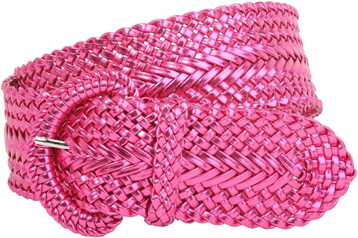 2 Inch Wide Hand Made Soft Metallic Woven Braided round Belt Apparel & Accessories > Clothing Accessories > Belts beltiscool Fuchsia M/L (32"-34" WAIST) 