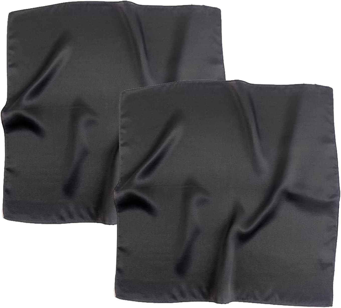 2 Pack 35" Satin Silk like Hair Scarf Bandana Light Head Wraps Neck Face Scarves Cover for Women Apparel & Accessories > Clothing Accessories > Bandanas & Headties woogwin 2pcs Black+black  