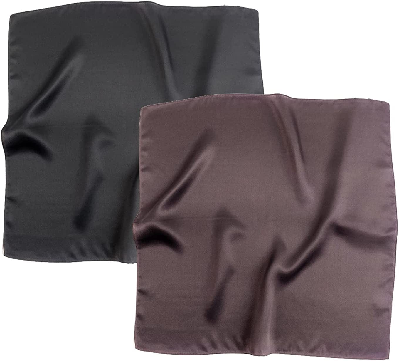 2 Pack 35" Satin Silk like Hair Scarf Bandana Light Head Wraps Neck Face Scarves Cover for Women Apparel & Accessories > Clothing Accessories > Bandanas & Headties woogwin 2pcs Black+coffee  