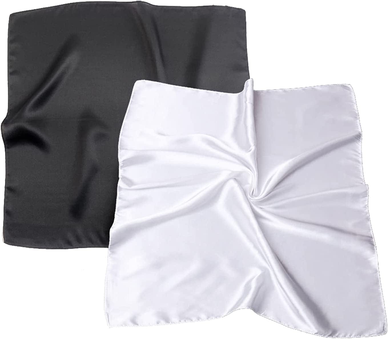 2 Pack 35" Satin Silk like Hair Scarf Bandana Light Head Wraps Neck Face Scarves Cover for Women Apparel & Accessories > Clothing Accessories > Bandanas & Headties woogwin 2pcs Black+white  