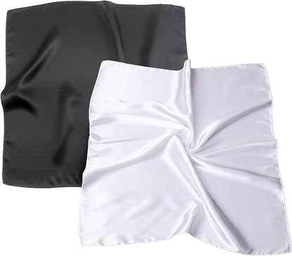 2 Pack 35" Satin Silk like Hair Scarf Bandana Light Head Wraps Neck Face Scarves Cover for Women Apparel & Accessories > Clothing Accessories > Bandanas & Headties woogwin 2pcs Black+white  