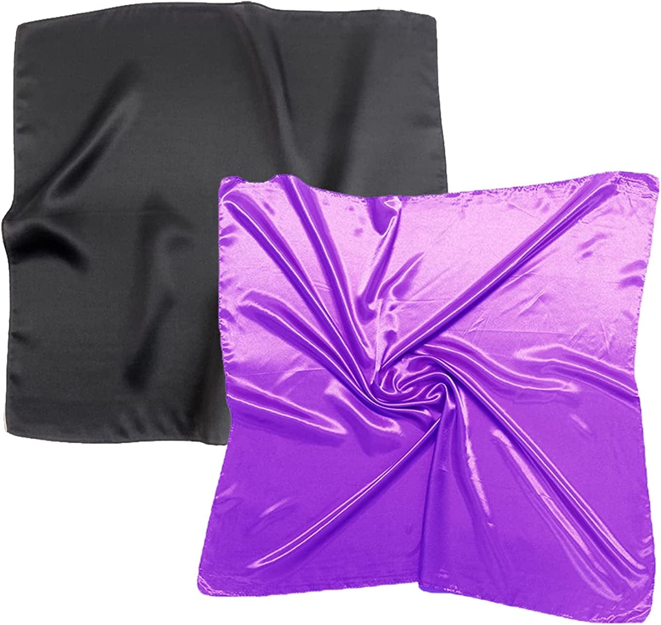 2 Pack 35" Satin Silk like Hair Scarf Bandana Light Head Wraps Neck Face Scarves Cover for Women Apparel & Accessories > Clothing Accessories > Bandanas & Headties woogwin 2pcs Black+darkpurple  