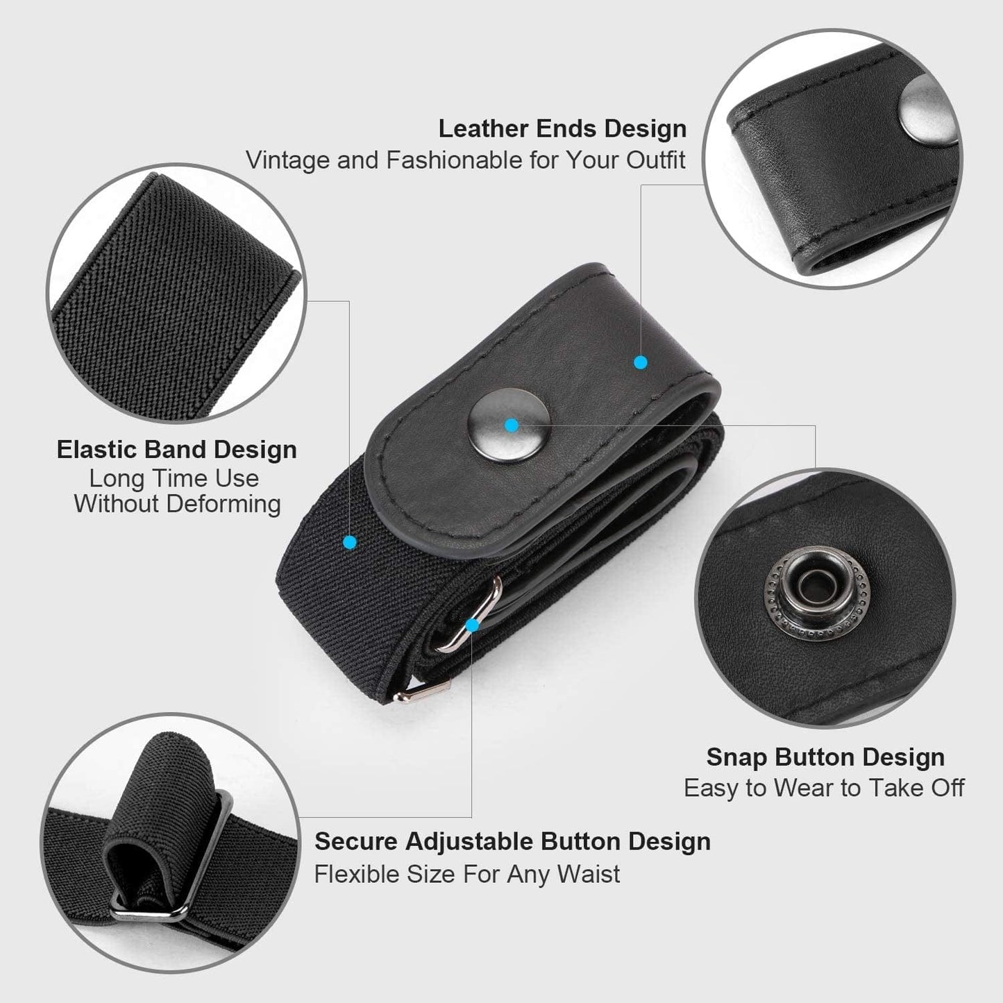 2 Pack Buckle Free Comfortable Elastic Belt for Women or Men, Buckle-Less No Bulge No Hassle Invisible Belts WHIPPY Apparel & Accessories > Clothing Accessories > Belts WHIPPY   