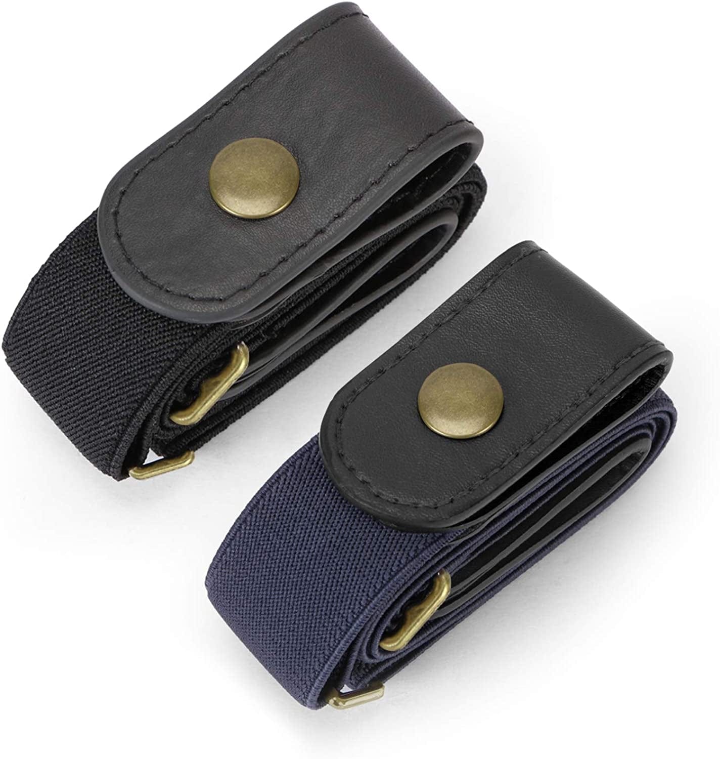 2 Pack Buckle Free Comfortable Elastic Belt for Women or Men, Buckle-Less No Bulge No Hassle Invisible Belts WHIPPY Apparel & Accessories > Clothing Accessories > Belts WHIPPY 6-black/Blue Large Size: 32"-48" 
