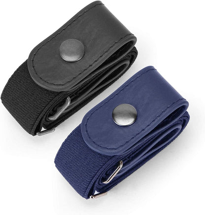 2 Pack Buckle Free Comfortable Elastic Belt for Women or Men, Buckle-Less No Bulge No Hassle Invisible Belts WHIPPY Apparel & Accessories > Clothing Accessories > Belts WHIPPY 5-black/Blue Small Size: 22"-36" 