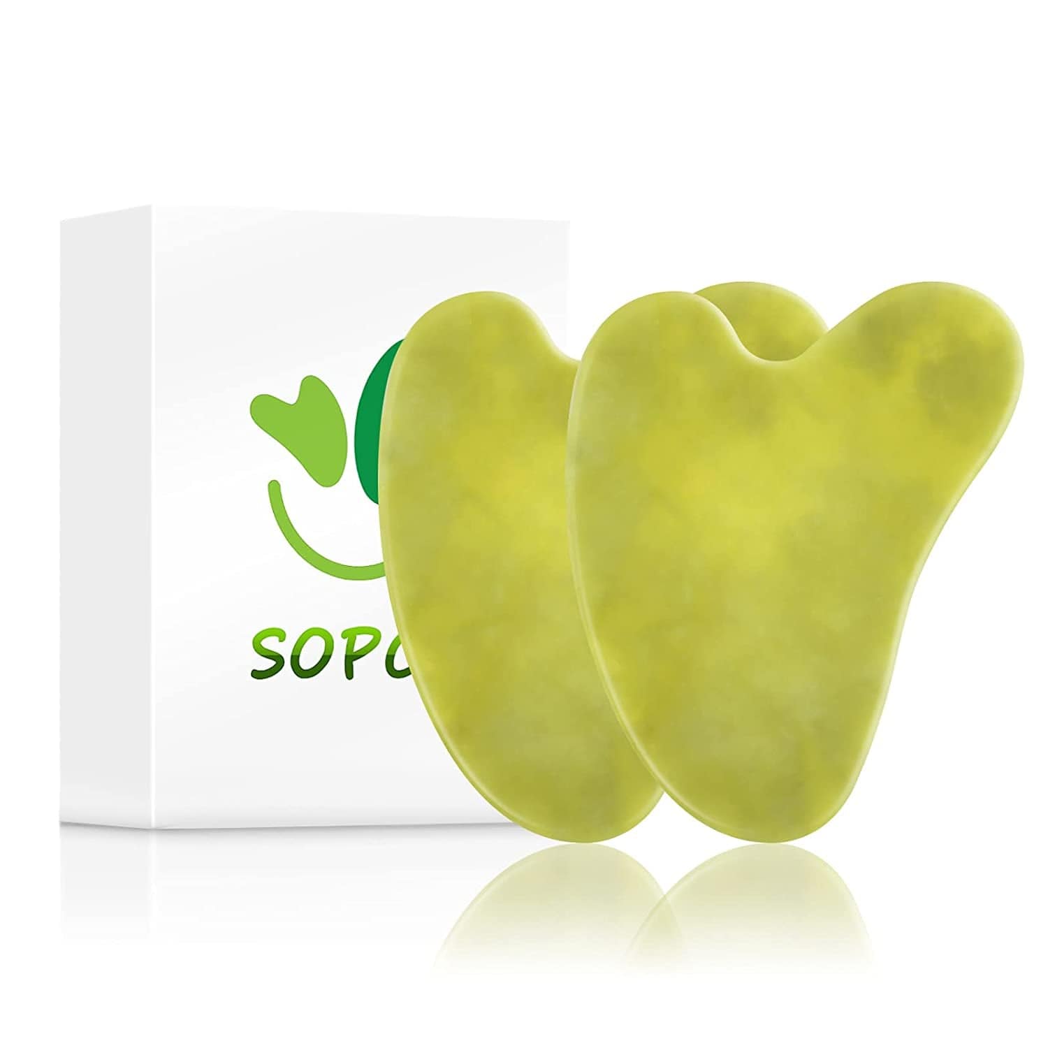 2 Pack Gua Sha Tool Scraping Massage Tools Natural Jade Stone for Facial Skincare anti Aging Trigger Point Treatment SPA Acupuncture Therapy Relieve Health & Beauty > Personal Care > Cosmetics > Cosmetic Tools > Skin Care Tools Blue-Stone Natural Green  