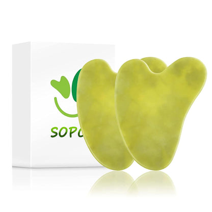 2 Pack Gua Sha Tool Scraping Massage Tools Natural Jade Stone for Facial Skincare anti Aging Trigger Point Treatment SPA Acupuncture Therapy Relieve Health & Beauty > Personal Care > Cosmetics > Cosmetic Tools > Skin Care Tools Blue-Stone Natural Green  