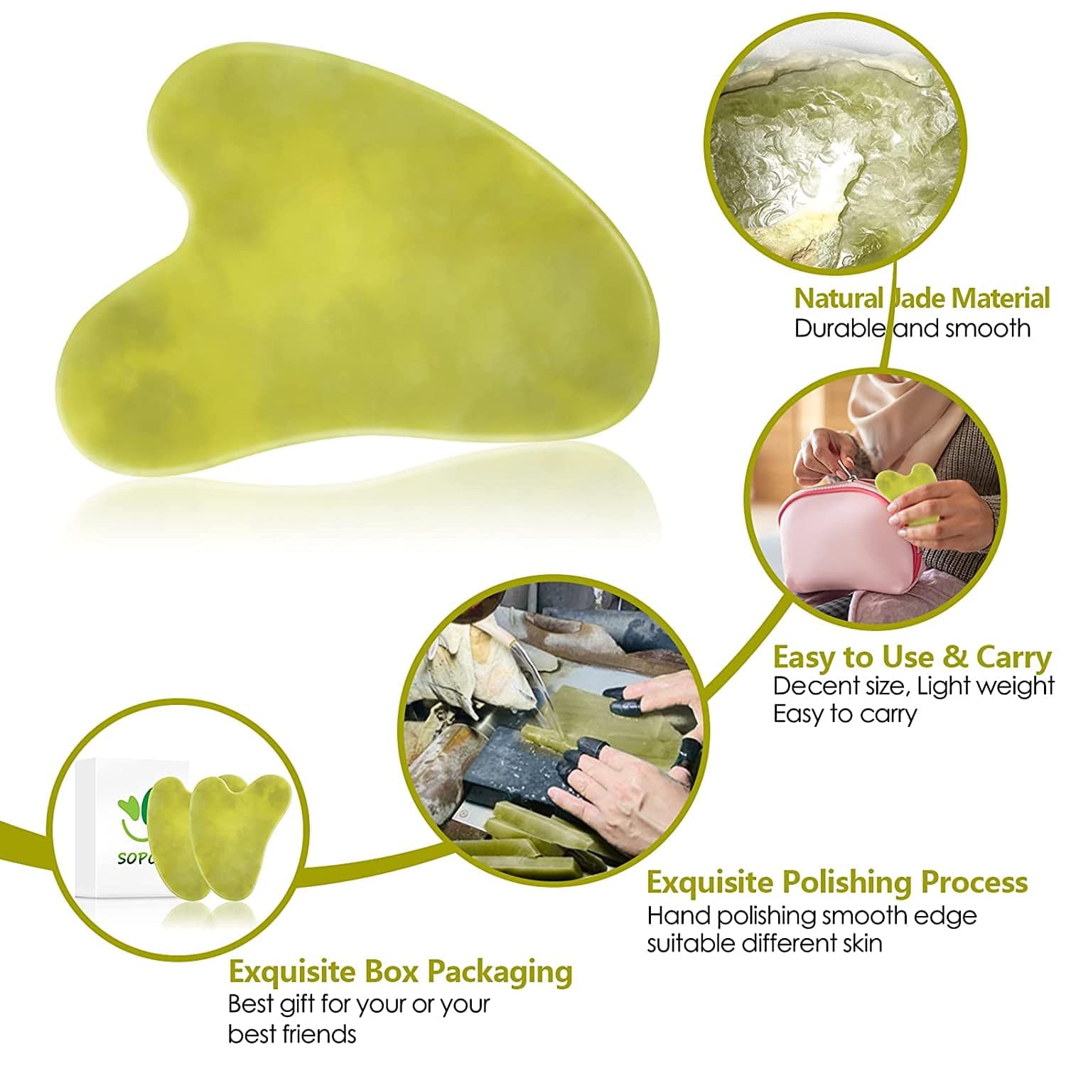 2 Pack Gua Sha Tool Scraping Massage Tools Natural Jade Stone for Facial Skincare anti Aging Trigger Point Treatment SPA Acupuncture Therapy Relieve Health & Beauty > Personal Care > Cosmetics > Cosmetic Tools > Skin Care Tools Blue-Stone   