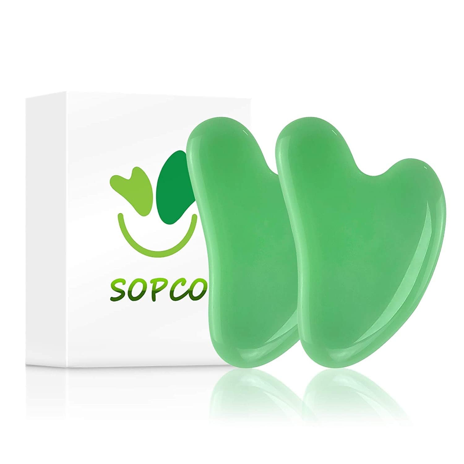 2 Pack Gua Sha Tool Scraping Massage Tools Natural Jade Stone for Facial Skincare anti Aging Trigger Point Treatment SPA Acupuncture Therapy Relieve Health & Beauty > Personal Care > Cosmetics > Cosmetic Tools > Skin Care Tools Blue-Stone Dark Green  