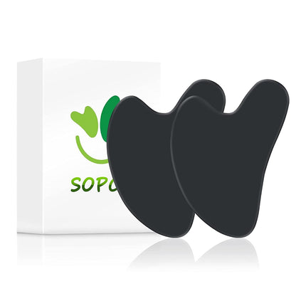 2 Pack Gua Sha Tool Scraping Massage Tools Natural Jade Stone for Facial Skincare anti Aging Trigger Point Treatment SPA Acupuncture Therapy Relieve Health & Beauty > Personal Care > Cosmetics > Cosmetic Tools > Skin Care Tools Blue-Stone Black  