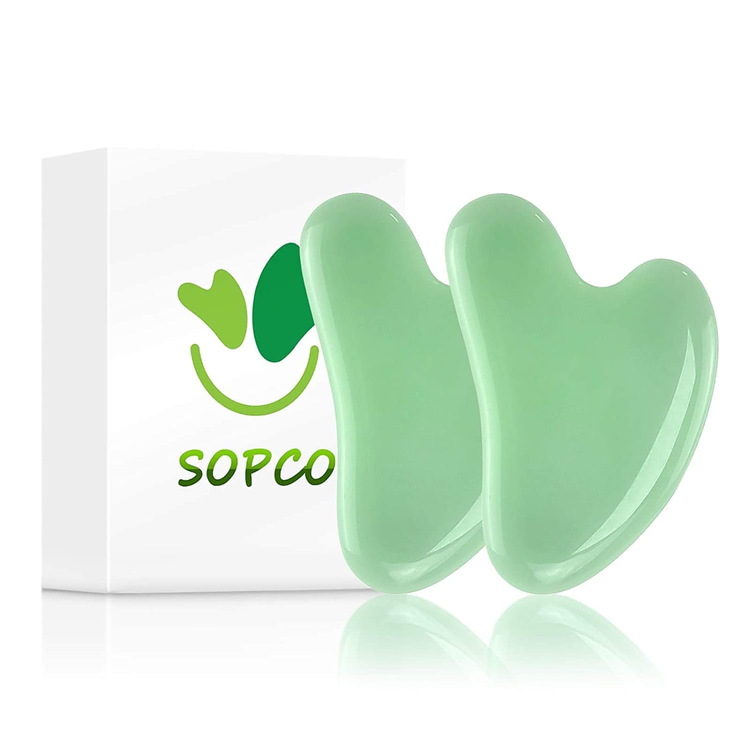 2 Pack Gua Sha Tool Scraping Massage Tools Natural Jade Stone for Facial Skincare anti Aging Trigger Point Treatment SPA Acupuncture Therapy Relieve Health & Beauty > Personal Care > Cosmetics > Cosmetic Tools > Skin Care Tools Blue-Stone Light Green  