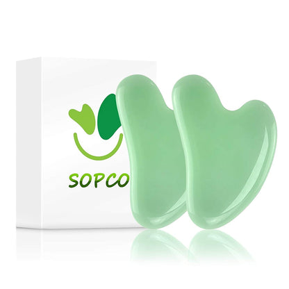 2 Pack Gua Sha Tool Scraping Massage Tools Natural Jade Stone for Facial Skincare anti Aging Trigger Point Treatment SPA Acupuncture Therapy Relieve Health & Beauty > Personal Care > Cosmetics > Cosmetic Tools > Skin Care Tools Blue-Stone Light Green  