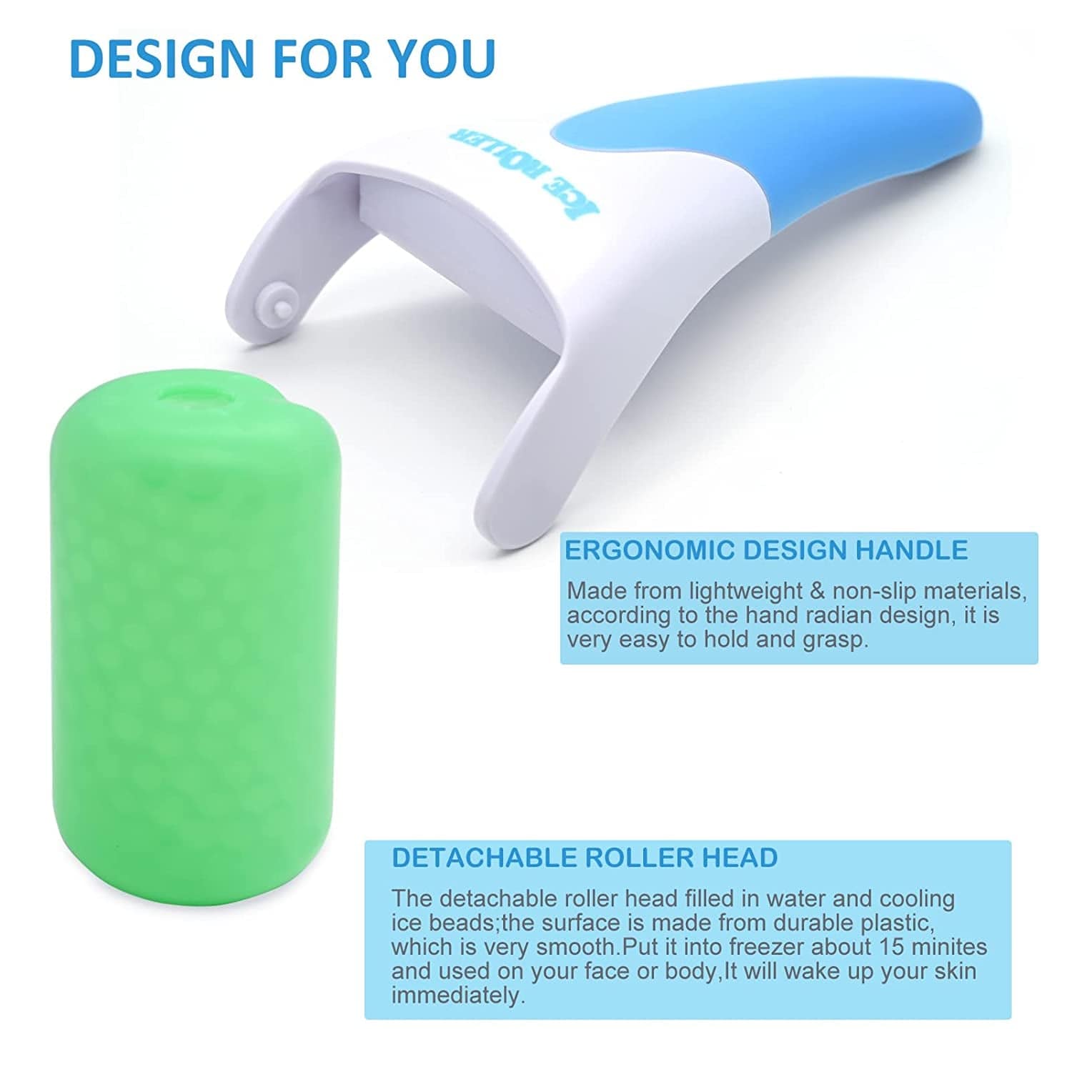 2 Pack Ice Rollers for Face, Eyes and Whole Body Relief, Face Roller Skin Care Tool for Migraine Relief and Blood Circulation (Green+Pink) Health & Beauty > Personal Care > Cosmetics > Cosmetic Tools > Skin Care Tools AFOUNDA   