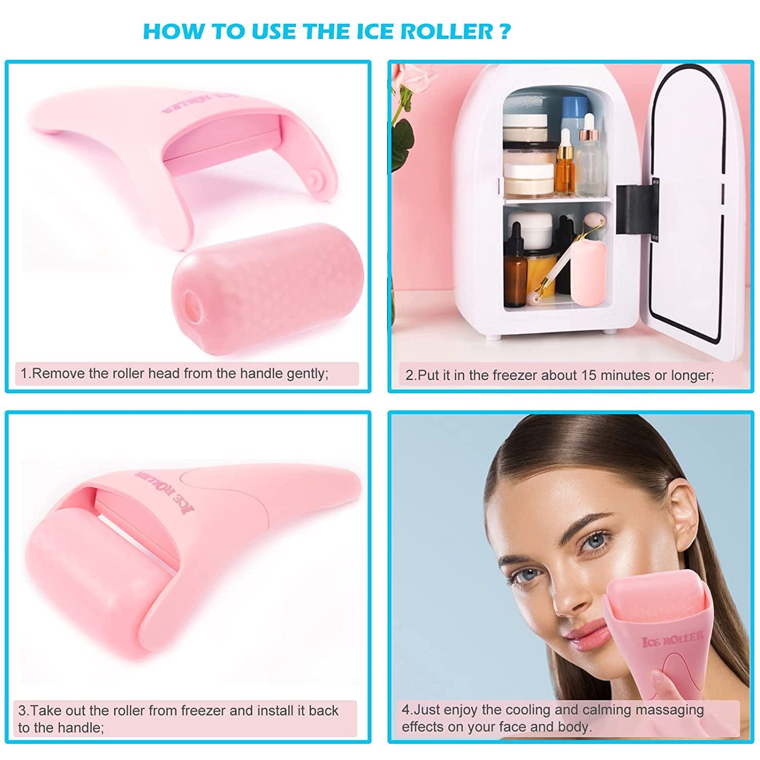 2 Pack Ice Rollers for Face, Eyes and Whole Body Relief, Face Roller Skin Care Tool for Migraine Relief and Blood Circulation (Green+Pink) Health & Beauty > Personal Care > Cosmetics > Cosmetic Tools > Skin Care Tools AFOUNDA   