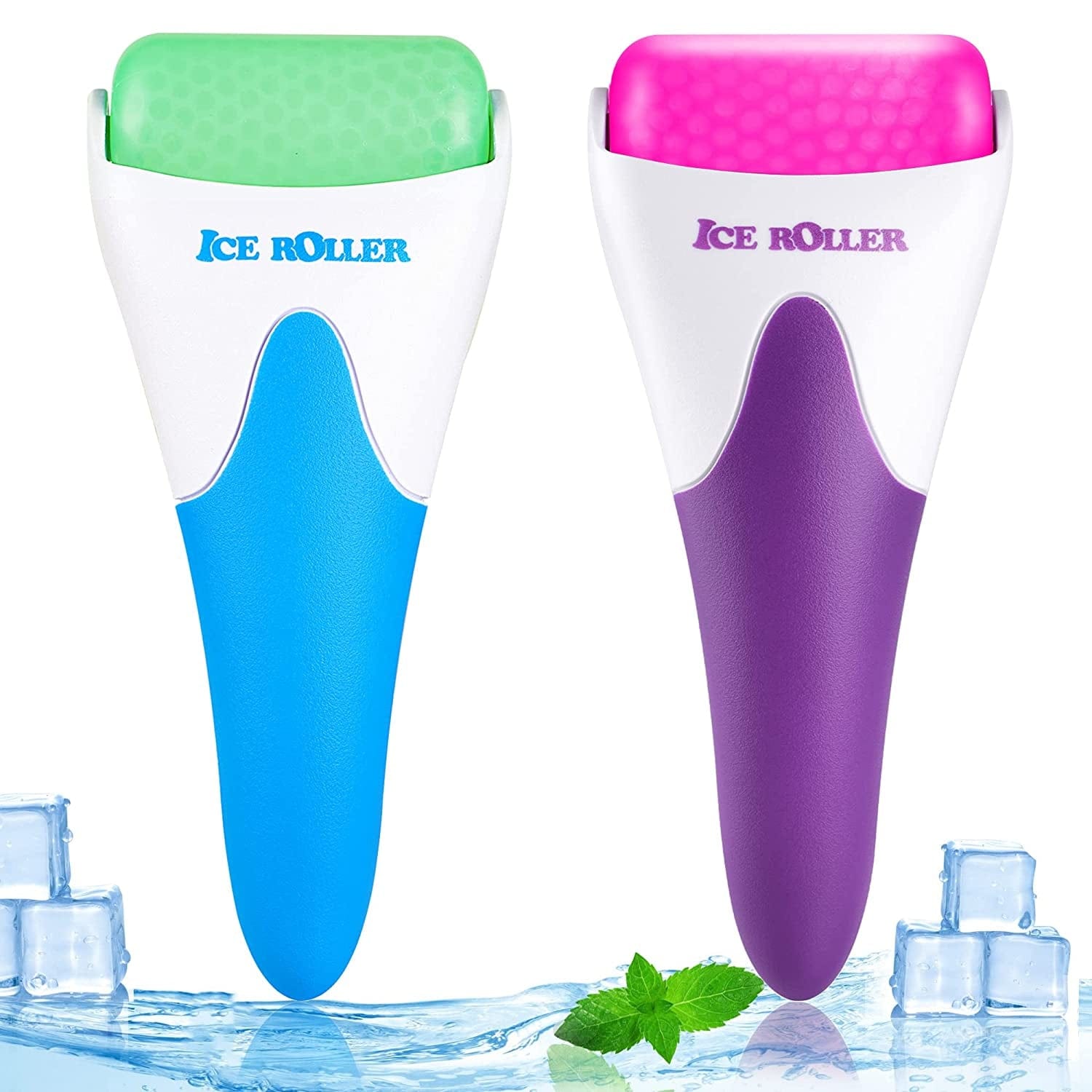 2 Pack Ice Rollers for Face, Eyes and Whole Body Relief, Face Roller Skin Care Tool for Migraine Relief and Blood Circulation (Green+Pink) Health & Beauty > Personal Care > Cosmetics > Cosmetic Tools > Skin Care Tools AFOUNDA GREEN+ROSE RED  