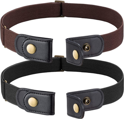 2 Pack No Buckle Free Elastic Belt for Women Men, Comfortable Adjustable Invisible Stretch Waist Belt for Jeans Shorts Pants Apparel & Accessories > Clothing Accessories > Belts Ultrashang   