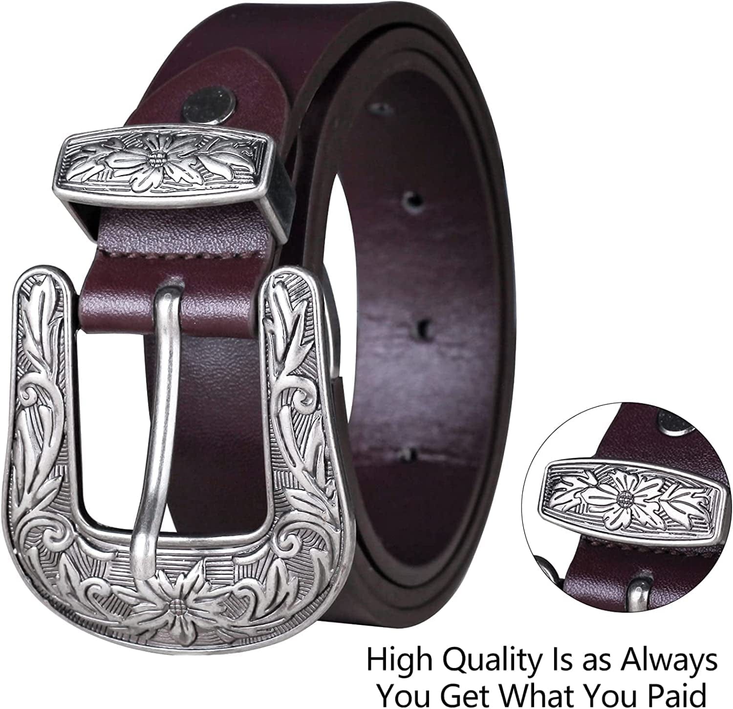 2 Pack Western Cowboy Style Belts for Women Female Girl Ladies Cowgirl Belt(Sjtbc-S) Apparel & Accessories > Clothing Accessories > Belts Ssumday   