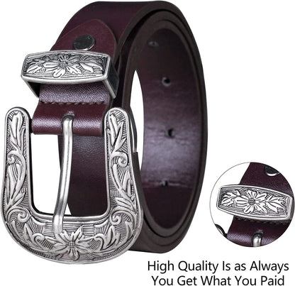 2 Pack Western Cowboy Style Belts for Women Female Girl Ladies Cowgirl Belt(Sjtbc-S) Apparel & Accessories > Clothing Accessories > Belts Ssumday   