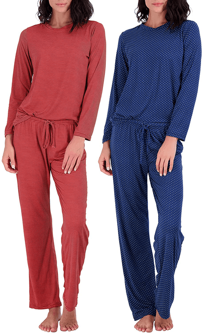 2 Pack: Women’s Pajama Set Super-Soft Short & Long Sleeve Top with Pants Apparel & Accessories > Clothing > Sleepwear & Loungewear > Pajamas Real Essentials Long Sleeve Set B Large 