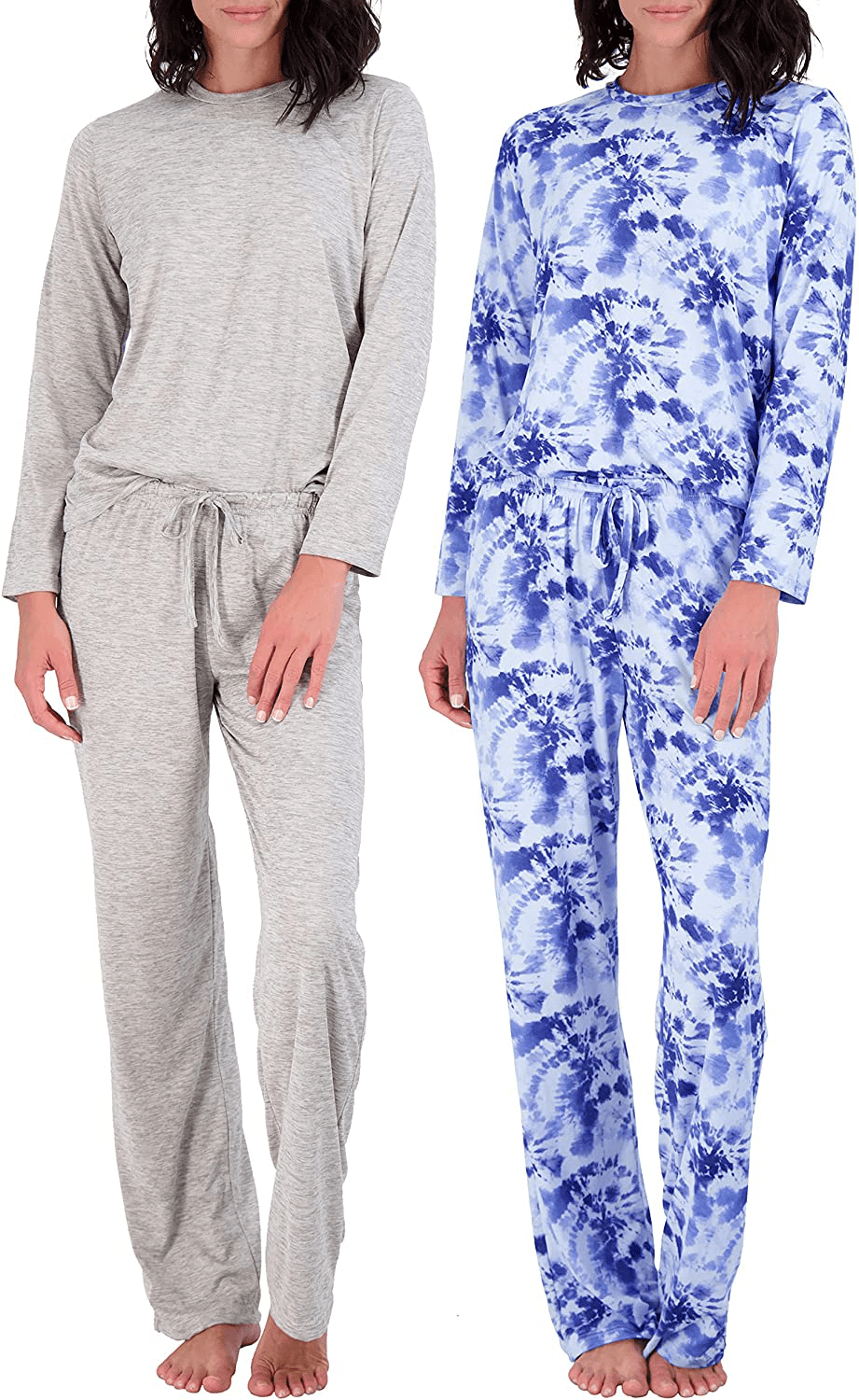 2 Pack: Women’s Pajama Set Super-Soft Short & Long Sleeve Top with Pants Apparel & Accessories > Clothing > Sleepwear & Loungewear > Pajamas Real Essentials Long Sleeve Set I Large 