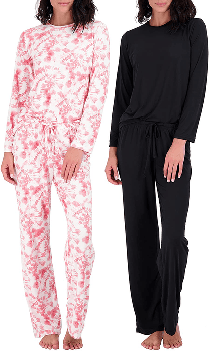 2 Pack: Women’s Pajama Set Super-Soft Short & Long Sleeve Top with Pants Apparel & Accessories > Clothing > Sleepwear & Loungewear > Pajamas Real Essentials Long Sleeve Set H X-Large 