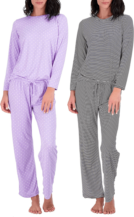 2 Pack: Women’S Pajama Set Super-Soft Short & Long Sleeve Top with Pants Apparel & Accessories > Clothing > Sleepwear & Loungewear > Pajamas Kylie Max   