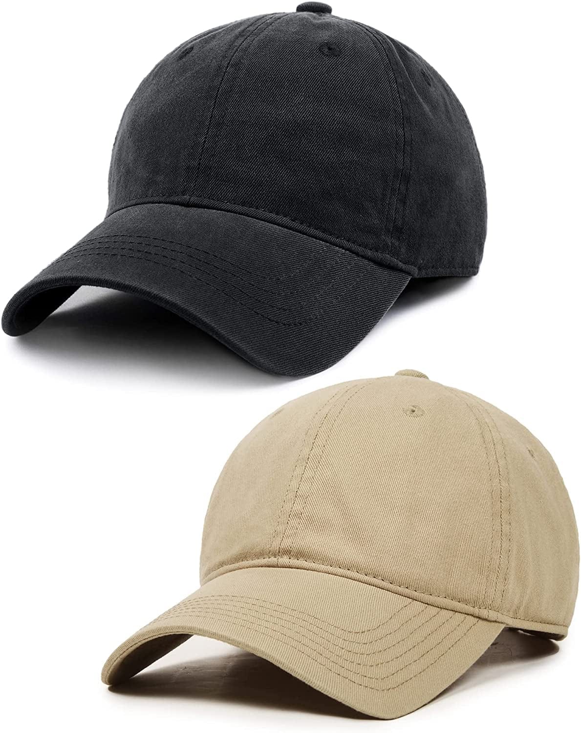2 Packs Men and Women Vintage Washed Distressed Cotton Baseball Cap Plain Blank Adjustable Classic Baseball Hat Cap Apparel & Accessories > Clothing Accessories > Hats KYLIE MAX   