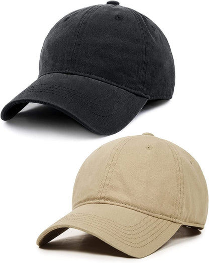 2 Packs Men and Women Vintage Washed Distressed Cotton Baseball Cap Plain Blank Adjustable Classic Baseball Hat Cap Apparel & Accessories > Clothing Accessories > Hats KYLIE MAX   