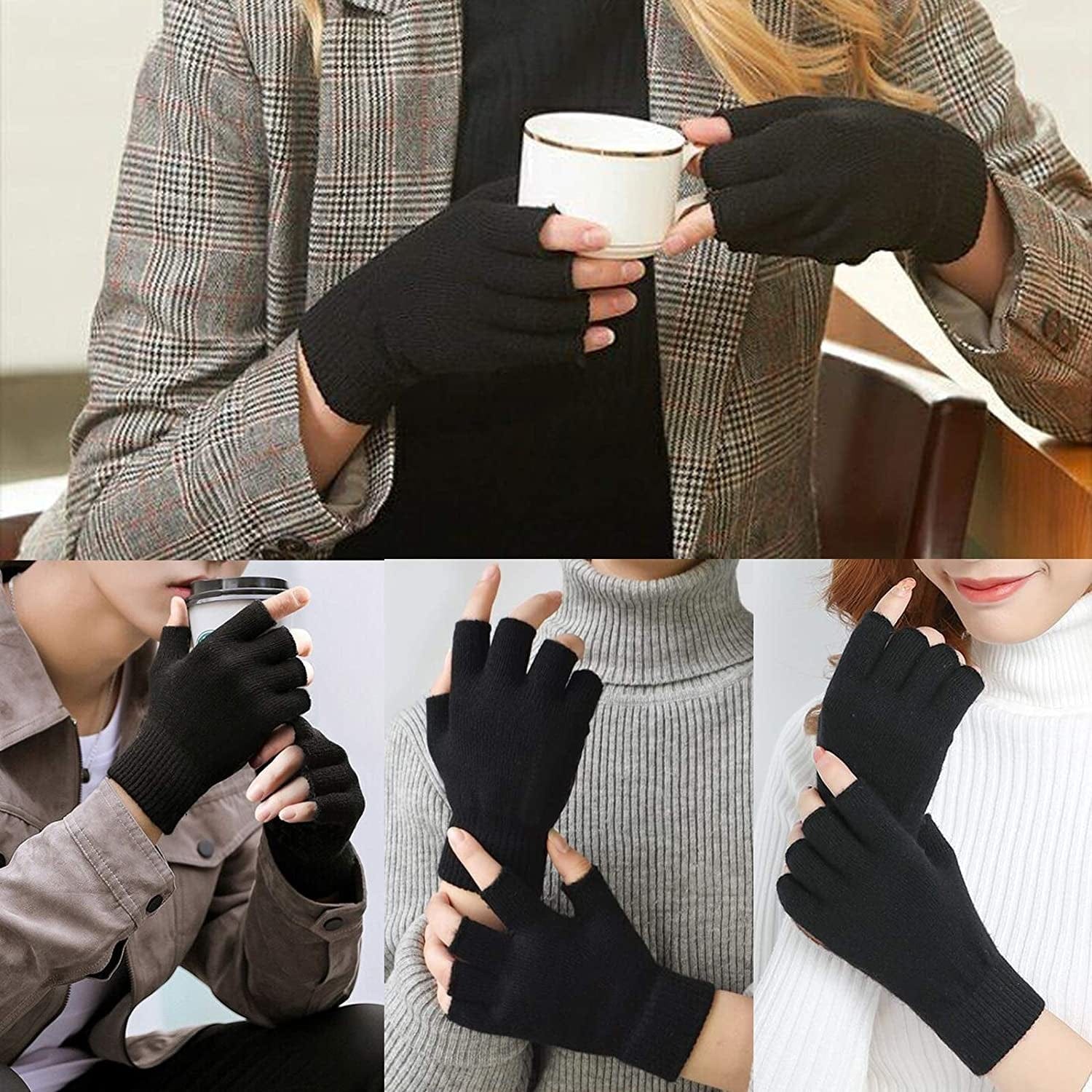 2 Pair Half Finger Gloves Winter Knit Touchscreen Warm Stretchy Mittens Fingerless Gloves in Common Size for Men and Women,Black Apparel & Accessories > Clothing Accessories > Gloves & Mittens monochef   