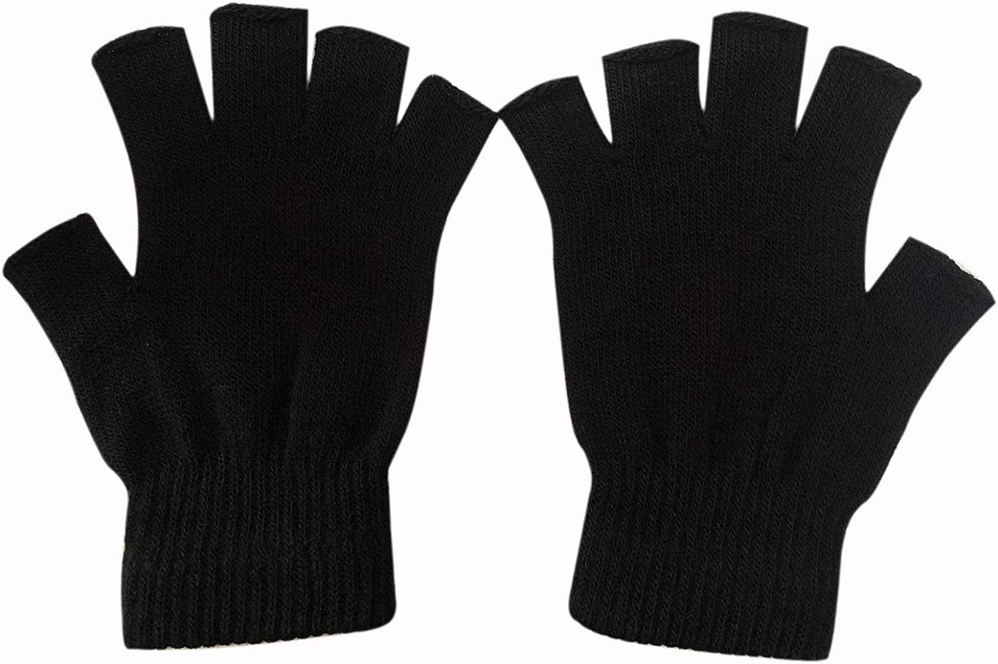 2 Pair Half Finger Gloves Winter Knit Touchscreen Warm Stretchy Mittens Fingerless Gloves in Common Size for Men and Women,Black Apparel & Accessories > Clothing Accessories > Gloves & Mittens monochef   