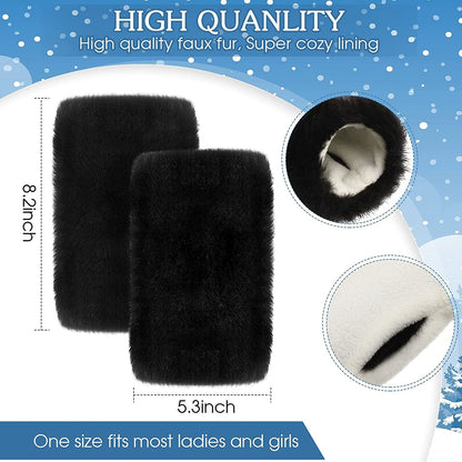 2 Pairs Fingerless Faux Fur Gloves Winter Furry Mittens Smooth Furry Gloves Half Finger Wrist Warmer Gloves Soft Plush Thumb Hole Mittens Warm Furry Cuff Gloves for Women Girls Apparel & Accessories > Clothing Accessories > Gloves & Mittens Geyoga   