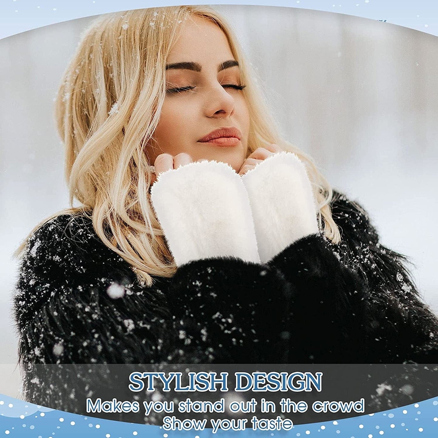 2 Pairs Fingerless Faux Fur Gloves Winter Furry Mittens Smooth Furry Gloves Half Finger Wrist Warmer Gloves Soft Plush Thumb Hole Mittens Warm Furry Cuff Gloves for Women Girls Apparel & Accessories > Clothing Accessories > Gloves & Mittens Geyoga   
