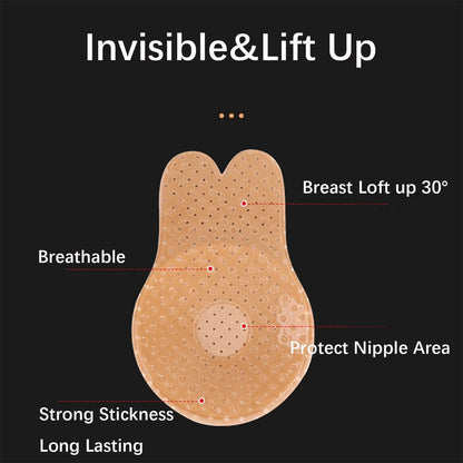2 Pairs Women'S Adhesive Bra,Strapless Backless Sticky Bra Lift up Nipple Cover