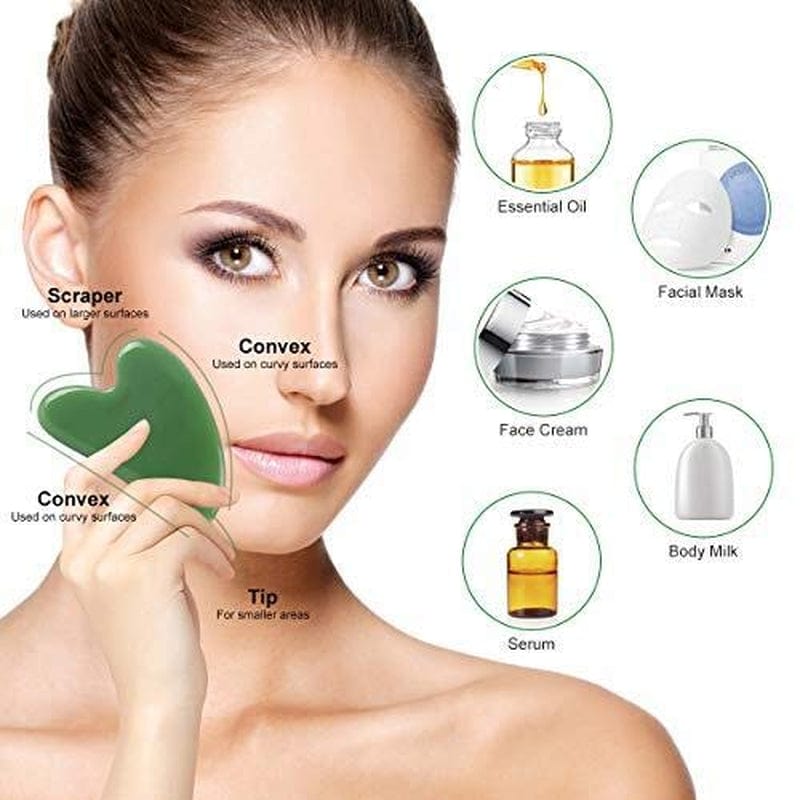 2 Pcs Gua Sha Massage Tool for Jade Stone for Face Massager Skin Scraping Massager Natural Jade Gua Sha Board for Face and Body (Dark Green) Health & Beauty > Personal Care > Cosmetics > Cosmetic Tools > Skin Care Tools Fegdyi   