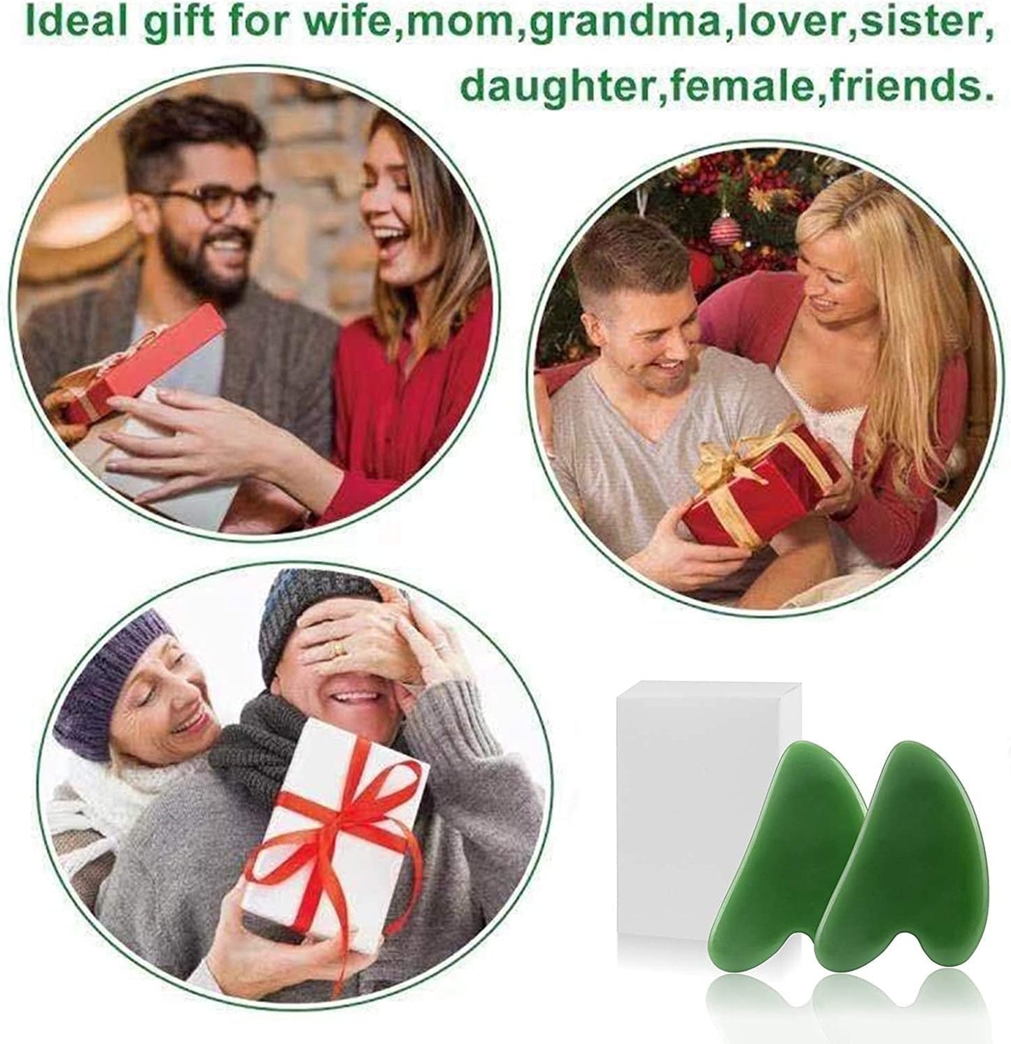2 Pcs Gua Sha Massage Tool for Jade Stone for Face Massager Skin Scraping Massager Natural Jade Gua Sha Board for Face and Body (Dark Green) Health & Beauty > Personal Care > Cosmetics > Cosmetic Tools > Skin Care Tools N\C   