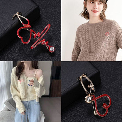 2 PCS Nurse Doctor Gift Enamel Pin Backpack Badge Pendant Lapel Pins Stethoscope Brooch Electrocardiogram Medical Heart Shaped