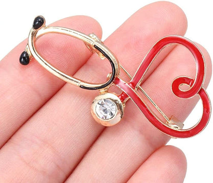 2 PCS Nurse Doctor Gift Enamel Pin Backpack Badge Pendant Lapel Pins Stethoscope Brooch Electrocardiogram Medical Heart Shaped