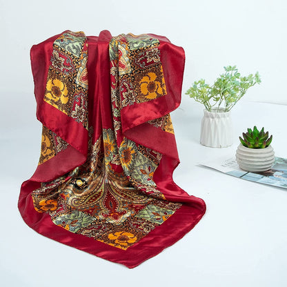 2 PCS Womens Satin Scarf Large Square Silk Feeling Head Hair Scarves Wraps for Sleeping 35 X 35 Inches Apparel & Accessories > Clothing Accessories > Bandanas & Headties Senker Fashion   