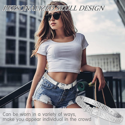 2 Pieces 5-8 Rows Women Rhinestone Belts Shiny Waist Belts Wide Belt Bling Glitter Chain Waistband for Jeans Dresses Pants Apparel & Accessories > Clothing Accessories > Belts Geyoga   