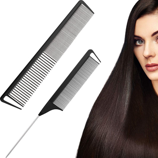2 Pieces Carbon Fiber Combs Rat Tail Comb Wide and Fine Teeth Comb Salon Hairdressing Hair Care Tools for Men and Women with Different Kinds of Hairs Health & Beauty > Personal Care > Hair Care Boao   